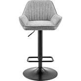 Luther Gaslift Swivel Bar Stool Channel Tufted Gray Fabric (Set of 2)